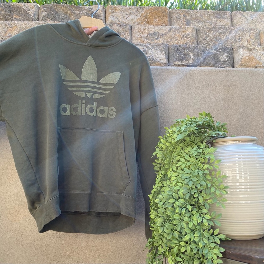 Olive Green Velvet Adidas Hoodie